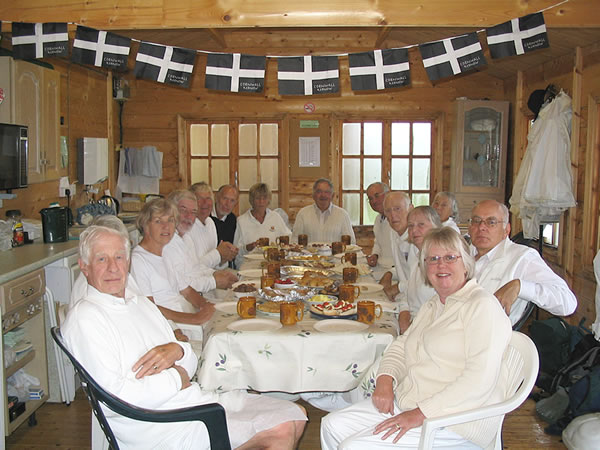 Both teams enjoying a well earned tea