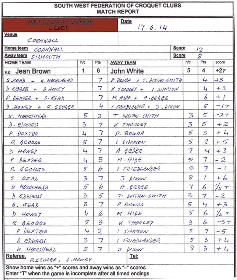 Scoresheet