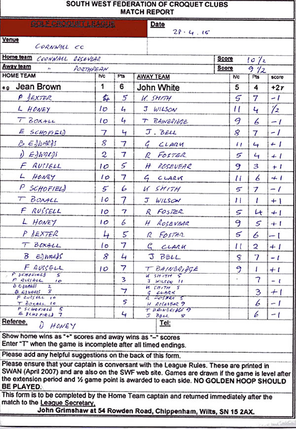 Scoresheet